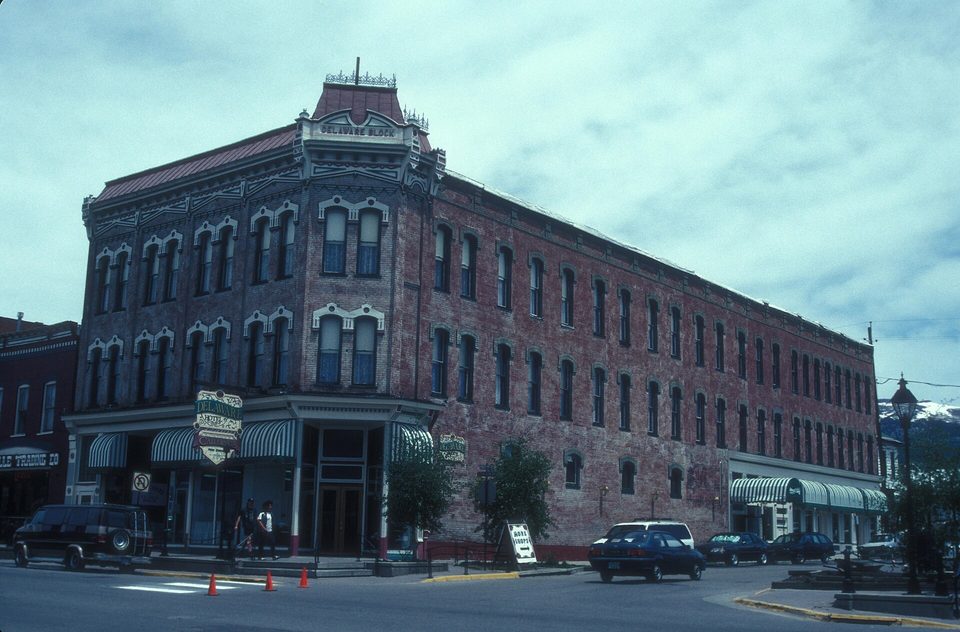 The Delaware Block, a three-story brick Victorian on Harrison Avenue